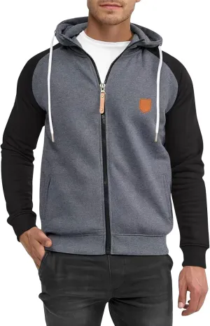 Full Zip Hoodies for Men Personalized Blank Hoodie Warm Big and Tall Sweater