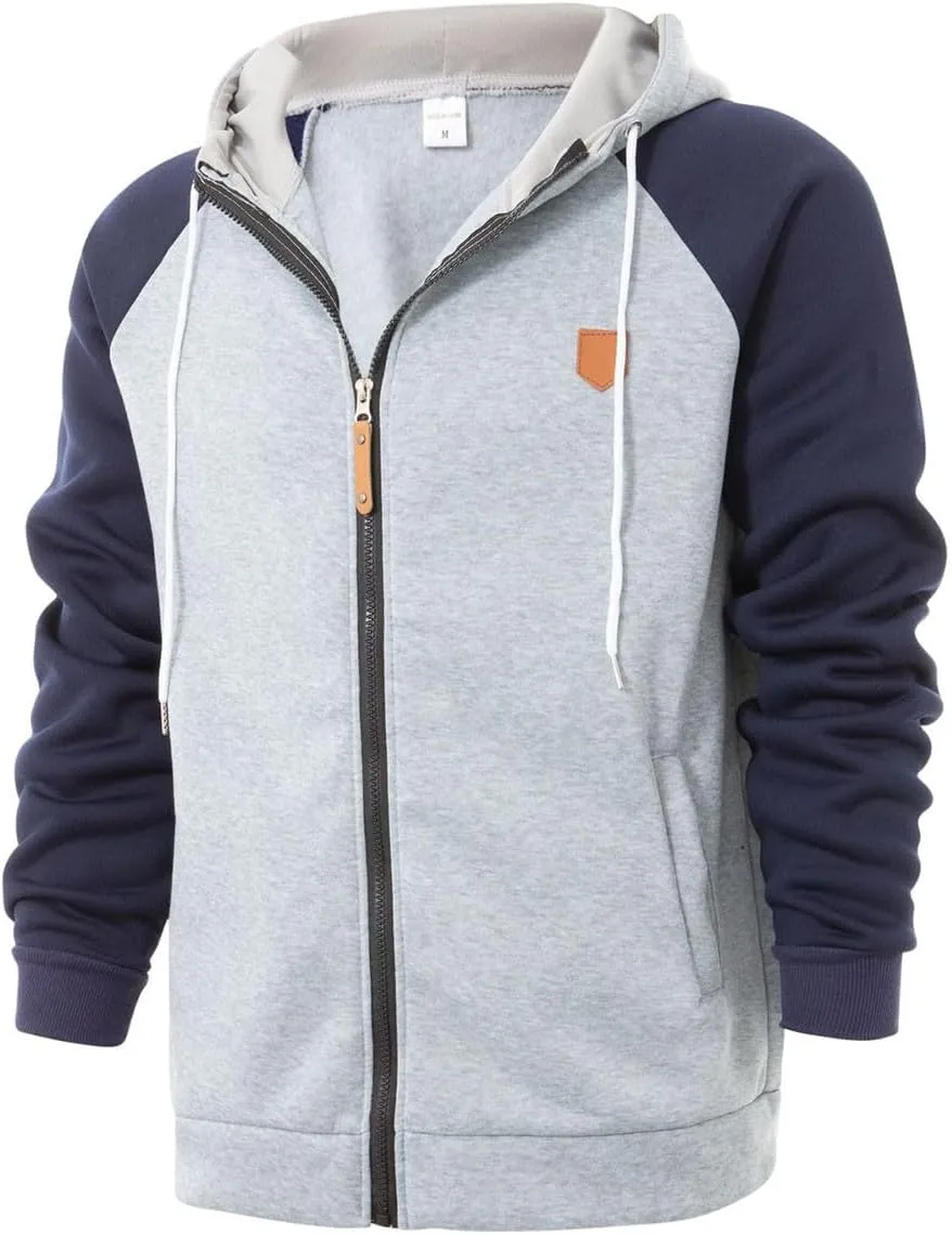 Full Zip Hoodies for Men Personalized Blank Hoodie Warm Big and Tall Sweater