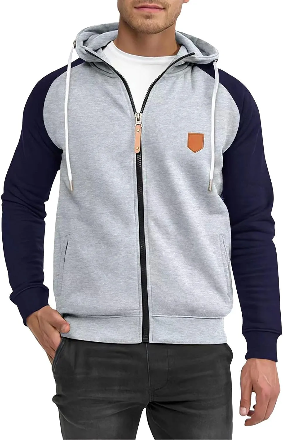 Full Zip Hoodies for Men Personalized Blank Hoodie Warm Big and Tall Sweater