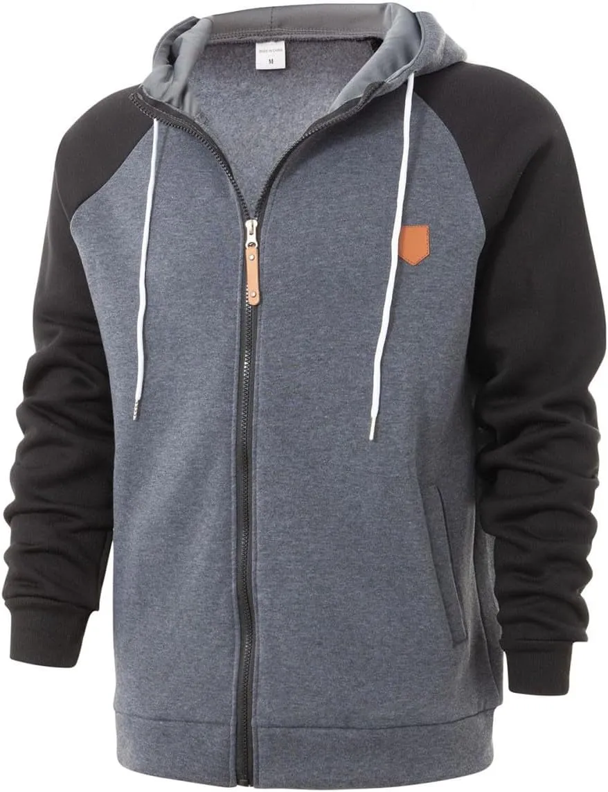Full Zip Hoodies for Men Personalized Blank Hoodie Warm Big and Tall Sweater