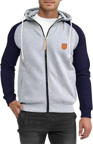 Full Zip Hoodies for Men Personalized Blank Hoodie Warm Big and Tall Sweater