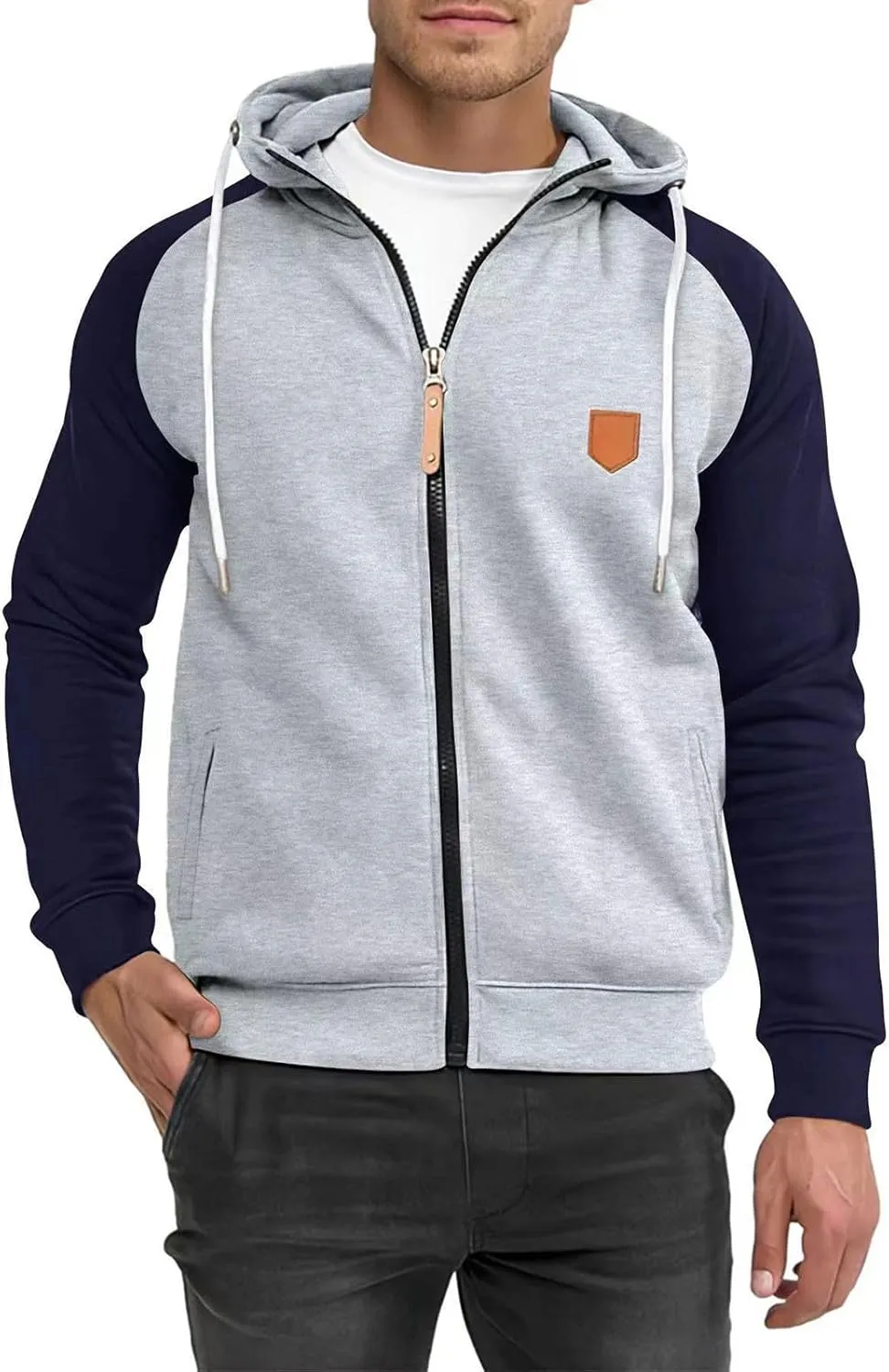 Full Zip Hoodies for Men Personalized Blank Hoodie Warm Big and Tall Sweater
