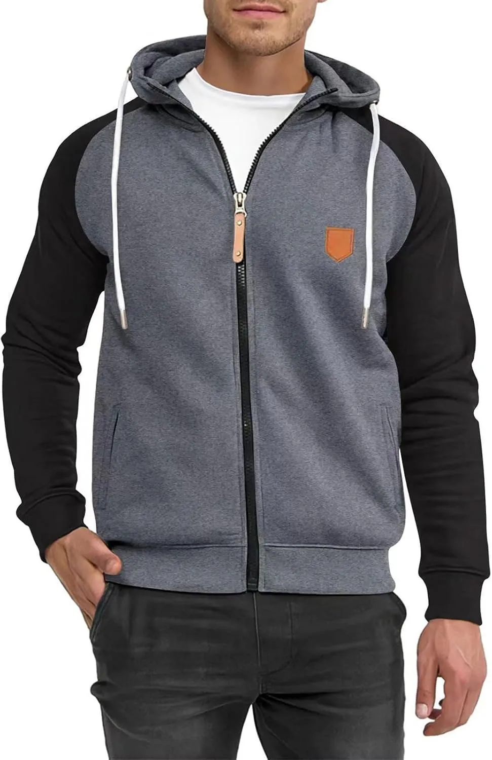 Full Zip Hoodies for Men Personalized Blank Hoodie Warm Big and Tall Sweater