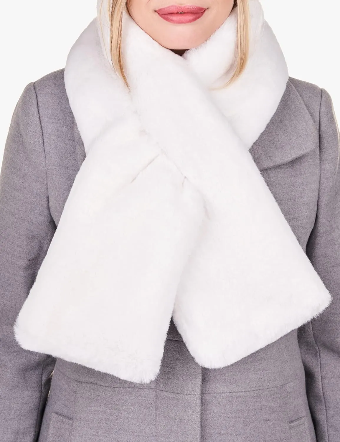Futrzane Modern Scarf - Womens Faux Fur Stoles Wraps - Soft Collar for Jackets