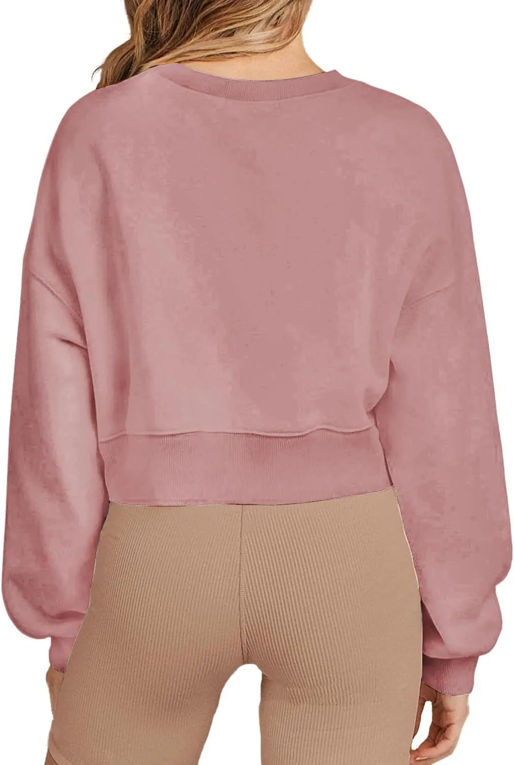 Girls Crew Neck Long Sleeve Cropped Sweatshirts Cute Loose Fit Pullover Tops