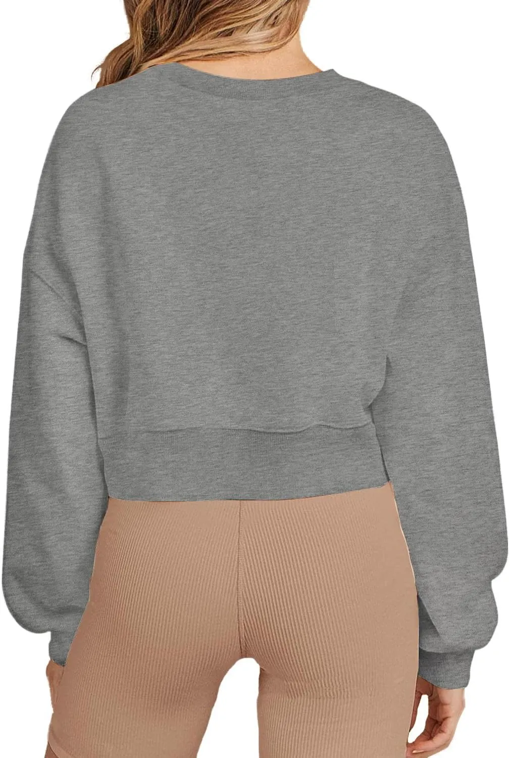 Girls Crew Neck Long Sleeve Cropped Sweatshirts Cute Loose Fit Pullover Tops