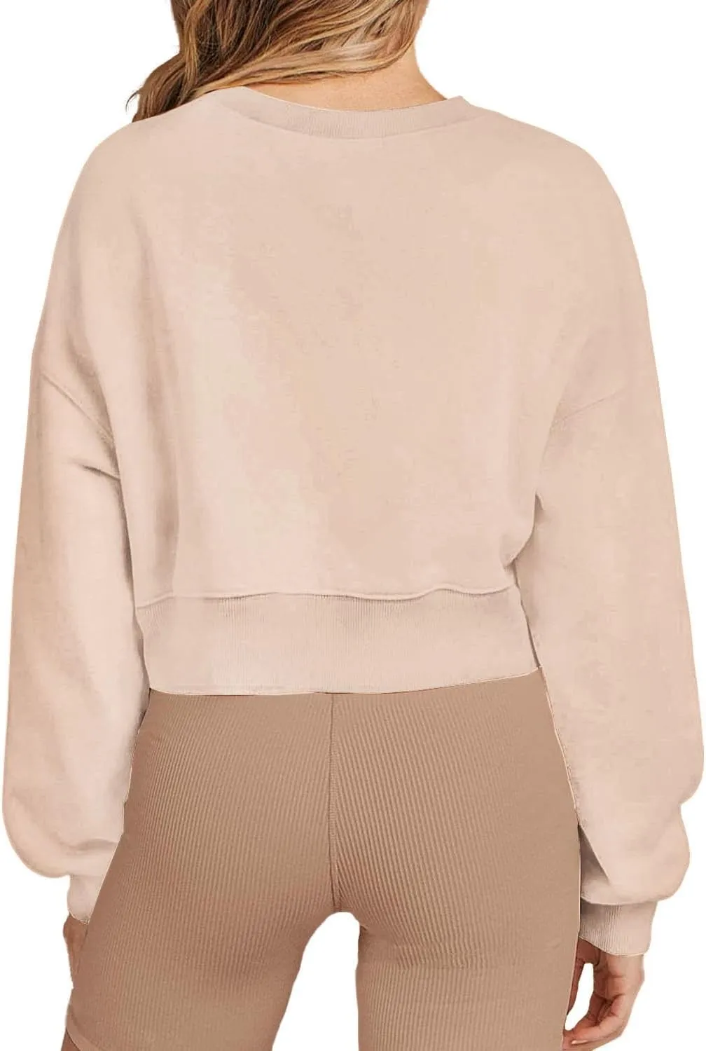 Girls Crew Neck Long Sleeve Cropped Sweatshirts Cute Loose Fit Pullover Tops