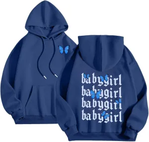 Graphic Hoodie for Women Casual Long Sleeve Cute Hoodies Printed Drawstring Oversized Pullover Hooded Sweatshirt