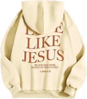 Graphic Hoodies for Women Vintage Cute Preppy Loose Sweatshirt Colors Long Sleeve Pullover Adult Tops with Pockets