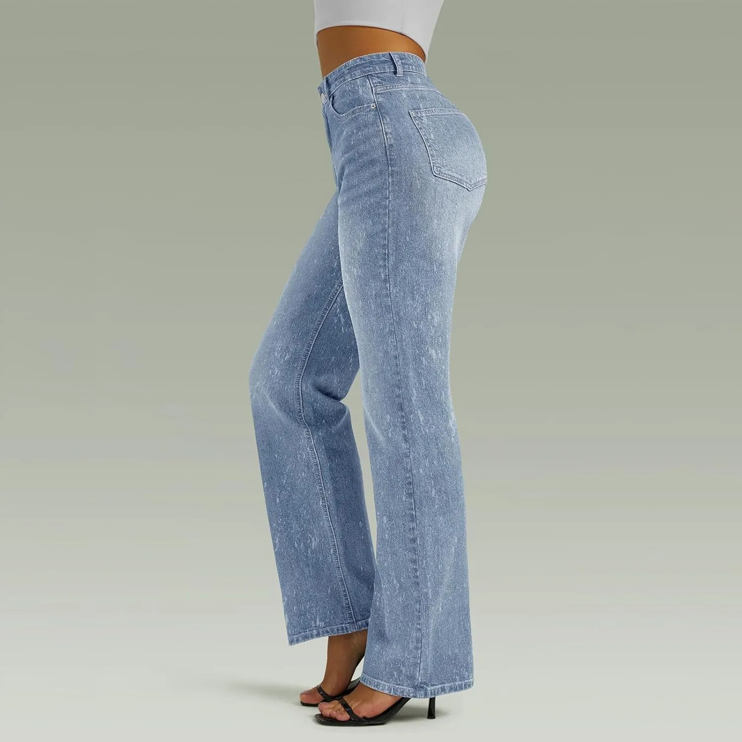 High Waisted Jeans for Women Straight Leg Denim Pants Wide Leg Jeans High Rise Baggy Pants with Pocket Streetwear