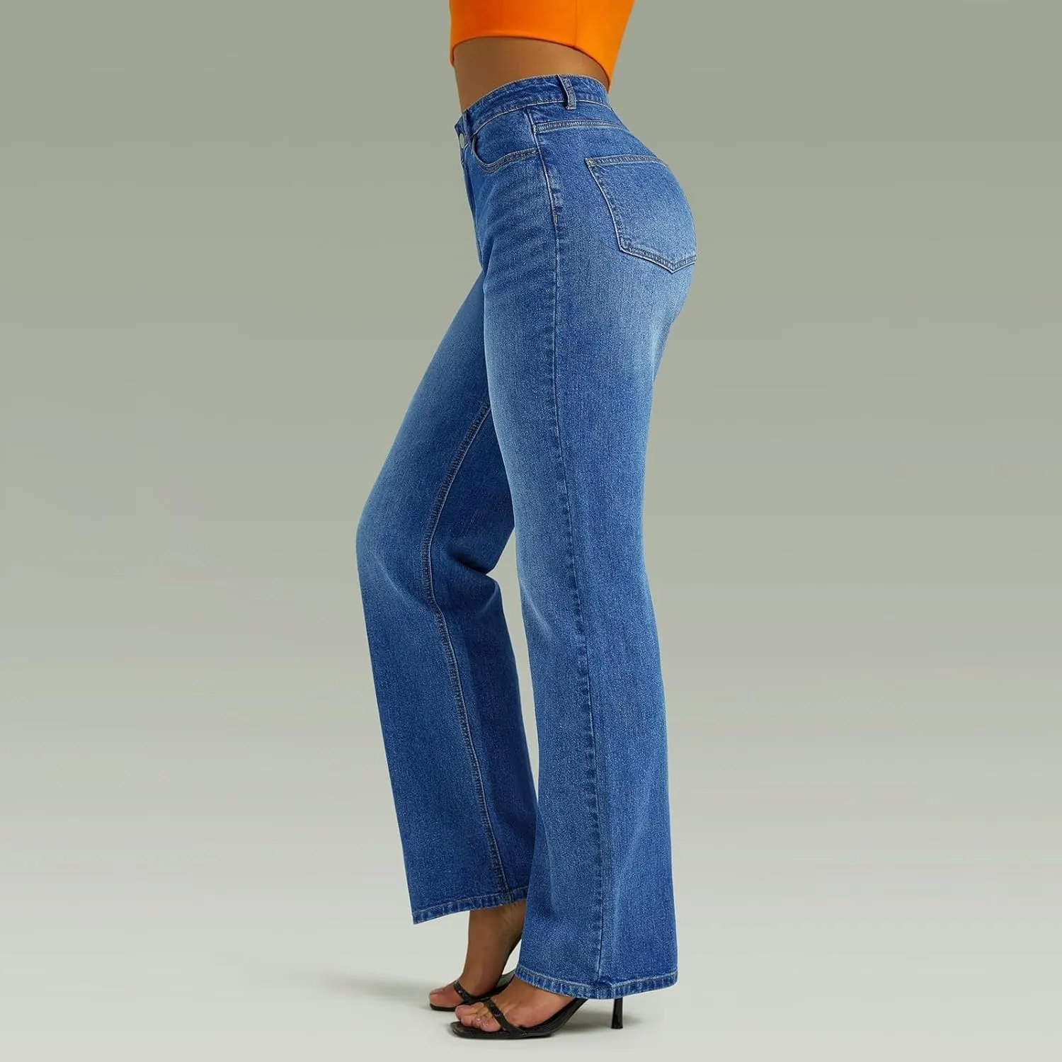 High Waisted Jeans for Women Straight Leg Denim Pants Wide Leg Jeans High Rise Baggy Pants with Pocket Streetwear