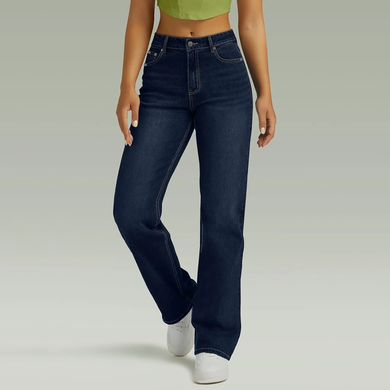 High Waisted Jeans for Women Straight Leg Denim Pants Wide Leg Jeans High Rise Baggy Pants with Pocket Streetwear