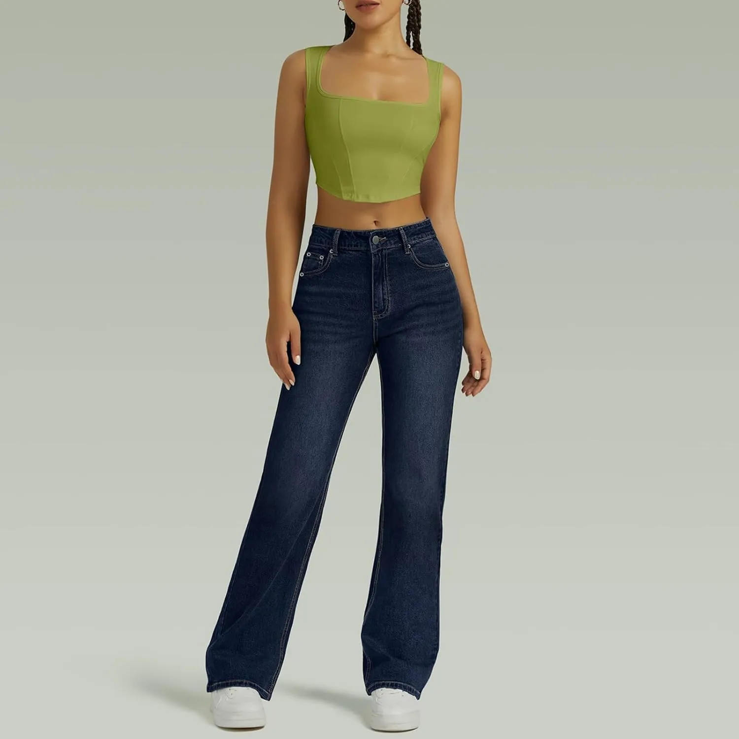 High Waisted Jeans for Women Straight Leg Denim Pants Wide Leg Jeans High Rise Baggy Pants with Pocket Streetwear