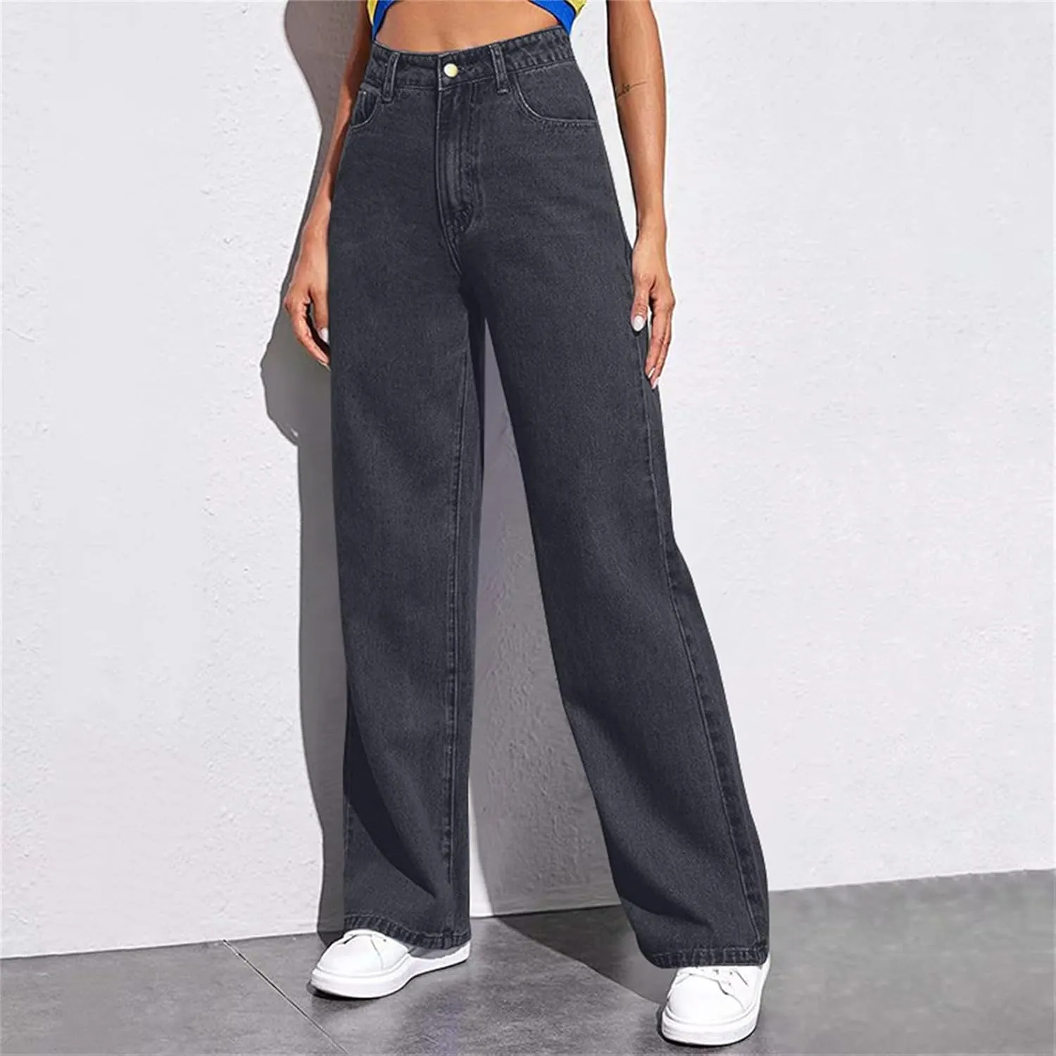 Highwaisted Jeans Womens Stretchy Jeans Pants for Women Baggy Wide Leg Microelastic Dressy Casual Summer Boho Slimming