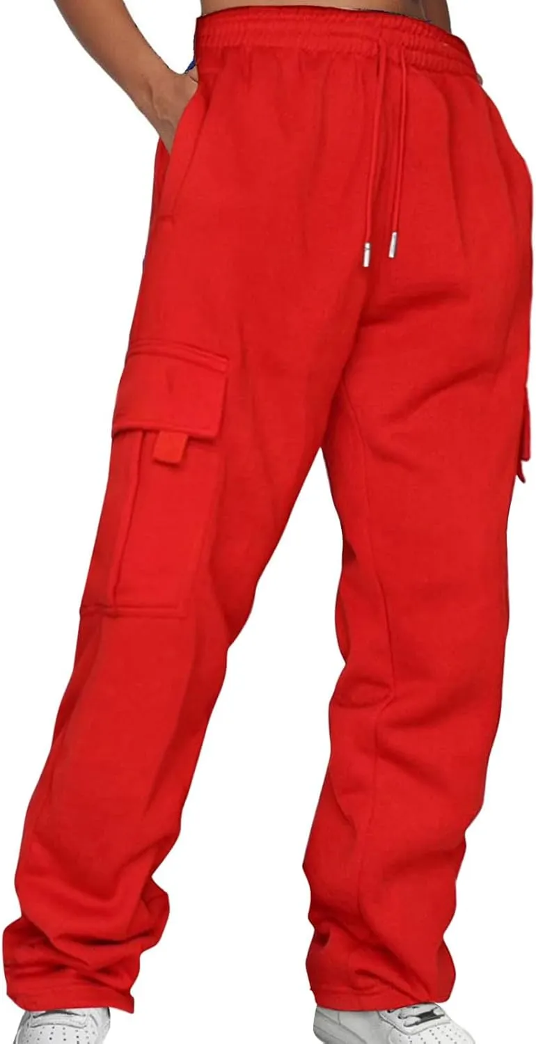 Hiking Cargo Pants Men Relaxed Fit Drawstring Elastic Waist Joggers Sweatpants Sport Athletic Trousers with Pocket