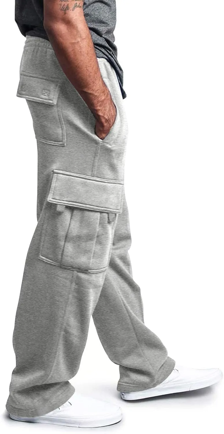 Hiking Cargo Pants Men Relaxed Fit Drawstring Elastic Waist Joggers Sweatpants Sport Athletic Trousers with Pocket