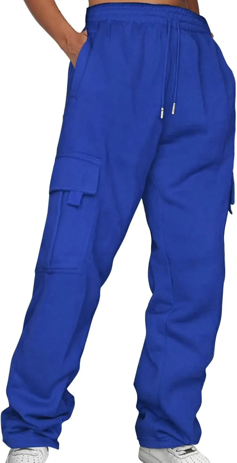 Hiking Cargo Pants Men Relaxed Fit Drawstring Elastic Waist Joggers Sweatpants Sport Athletic Trousers with Pocket