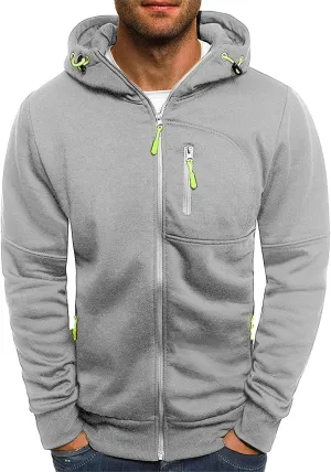 Hoodies for Men Full Zip Cardigan Sweatshirts Zip Up Long Sleeve Sweatshirt Casual Sports Coat with Zipper Pockets
