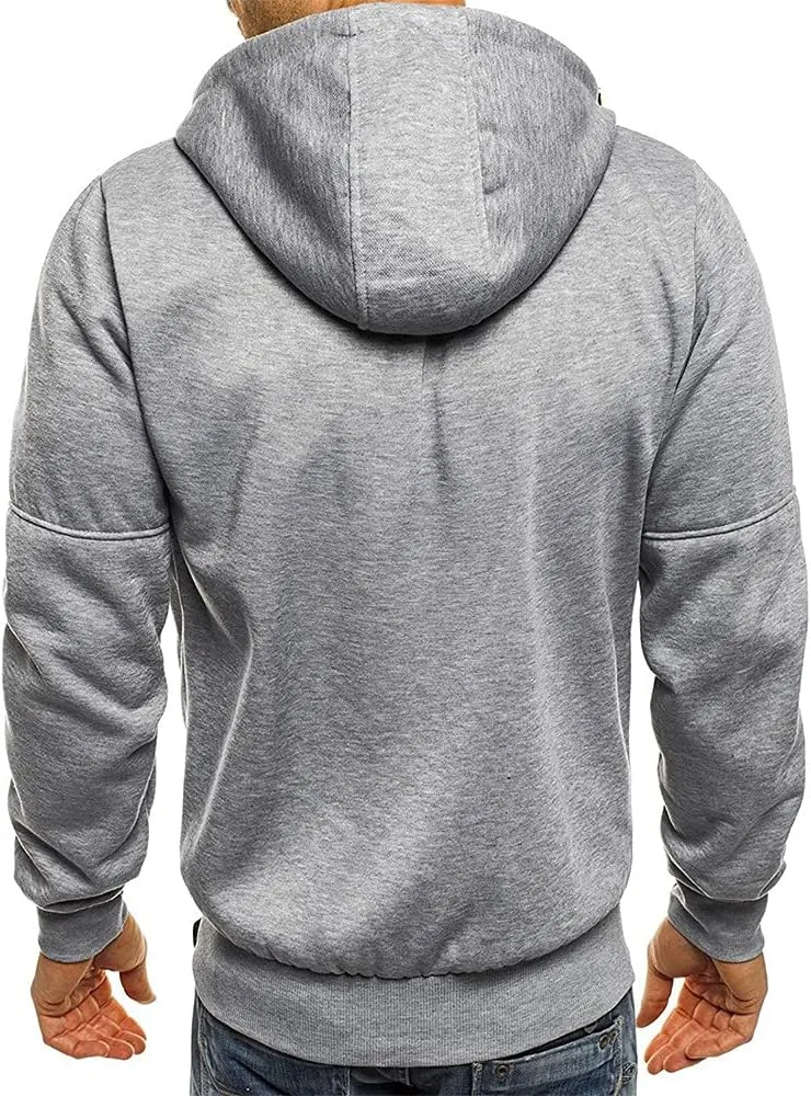 Hoodies for Men Full Zip Cardigan Sweatshirts Zip Up Long Sleeve Sweatshirt Casual Sports Coat with Zipper Pockets