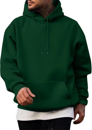 Hoodies for Men Long Sleeve Drawstring Pullover Hoodie Fleece Hooded Sweatshirts Casual Solid Color Pocket Hoody Tops