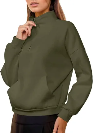 iLH Womens Zip Up Hoodies Trutleneck Stand Collar Kangaroo Pocket Pullover Sweatshirts For Women Fall Oudoor Leisure Hoodies
