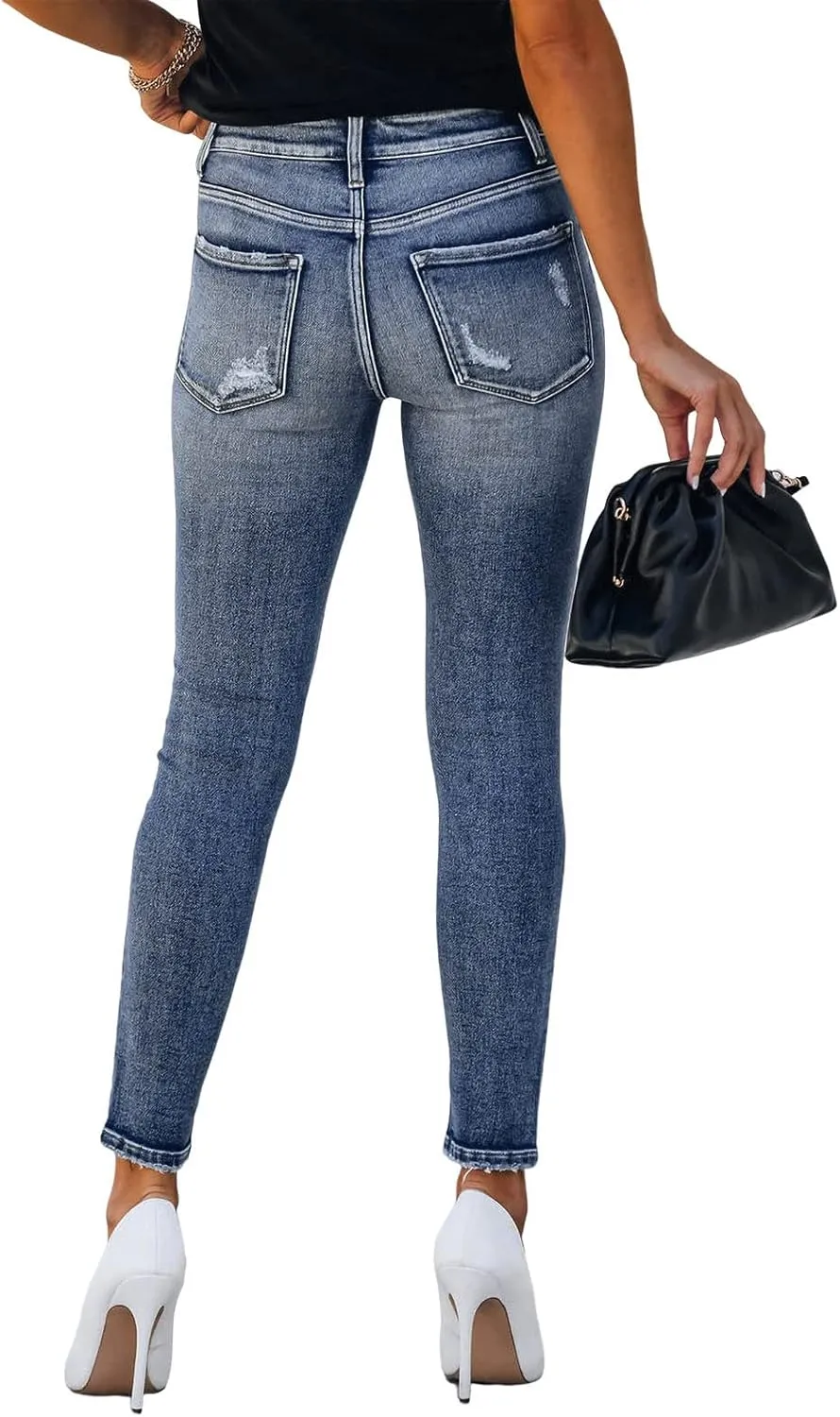 Jeans for Women High Waisted Trendy Ripped Ladies Petite Jeans Stretch Straight Leg Casual Bootcut Skinny Denim Pants