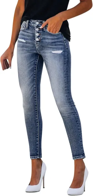 Jeans for Women High Waisted Trendy Ripped Ladies Petite Jeans Stretch Straight Leg Casual Bootcut Skinny Denim Pants