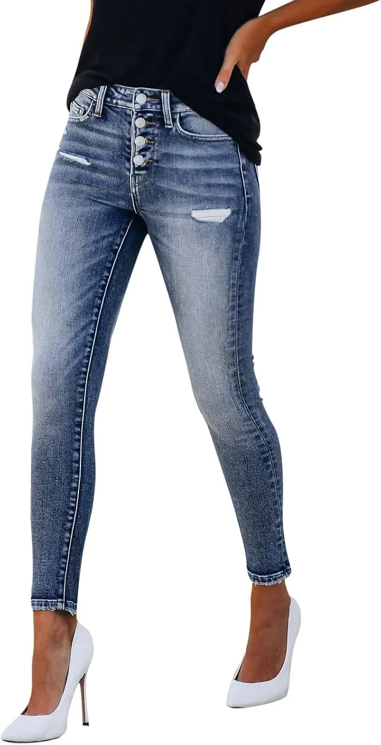 Jeans for Women High Waisted Trendy Ripped Ladies Petite Jeans Stretch Straight Leg Casual Bootcut Skinny Denim Pants