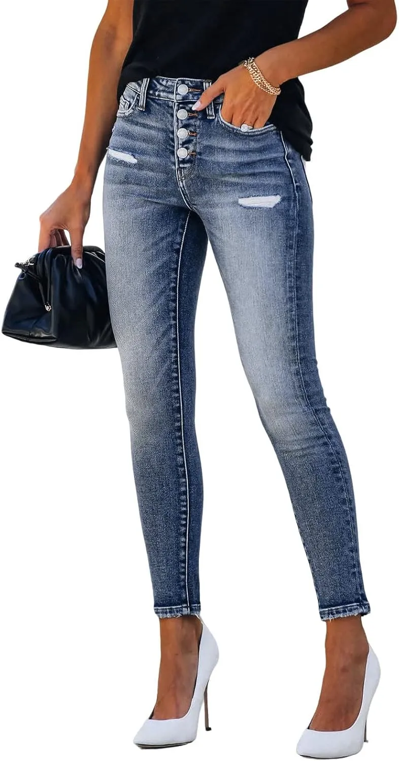 Jeans for Women High Waisted Trendy Ripped Ladies Petite Jeans Stretch Straight Leg Casual Bootcut Skinny Denim Pants