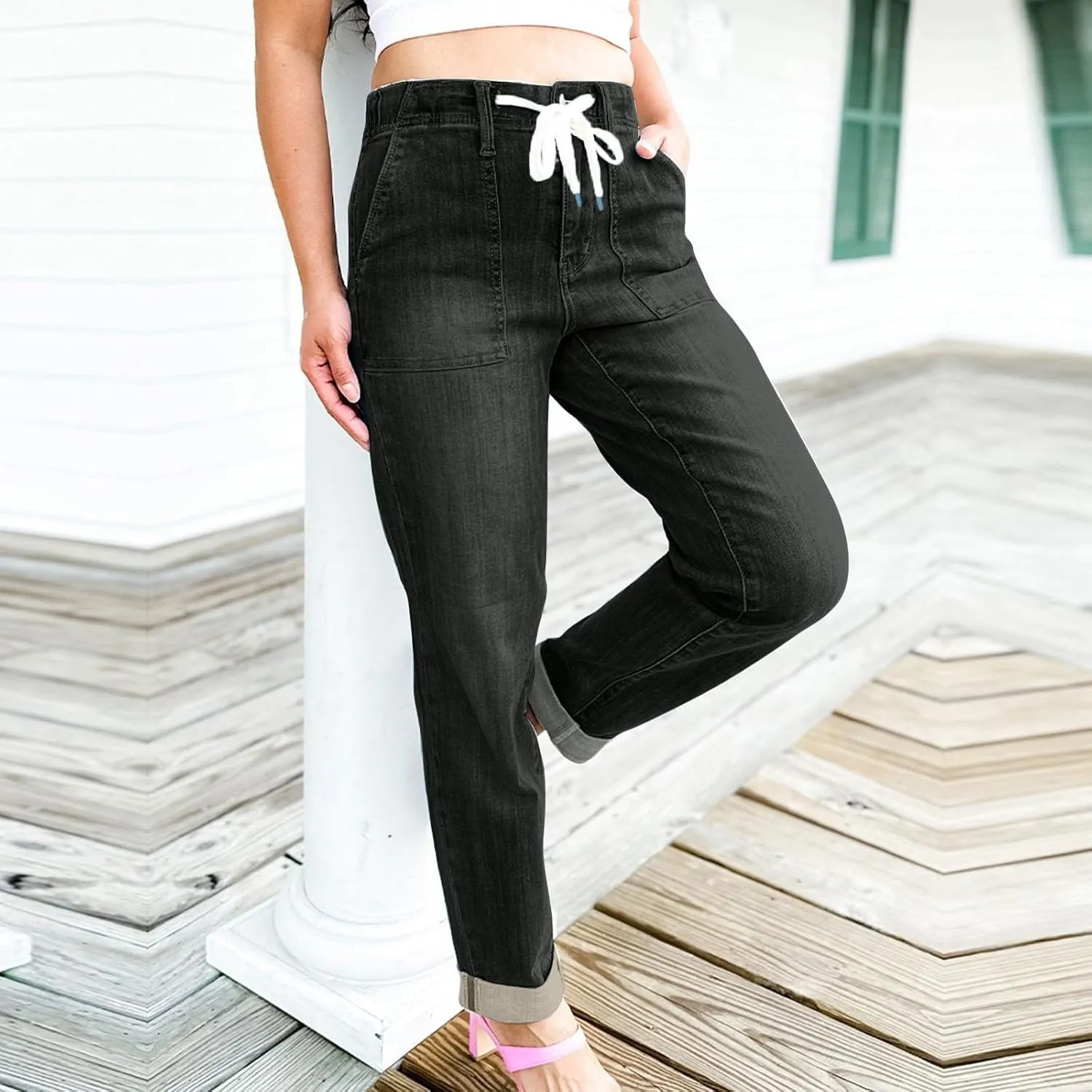Jeans for Women Womens Jeans Stretchy High or Mid Waisted Jeans for Women Womens Wide Leg Pants