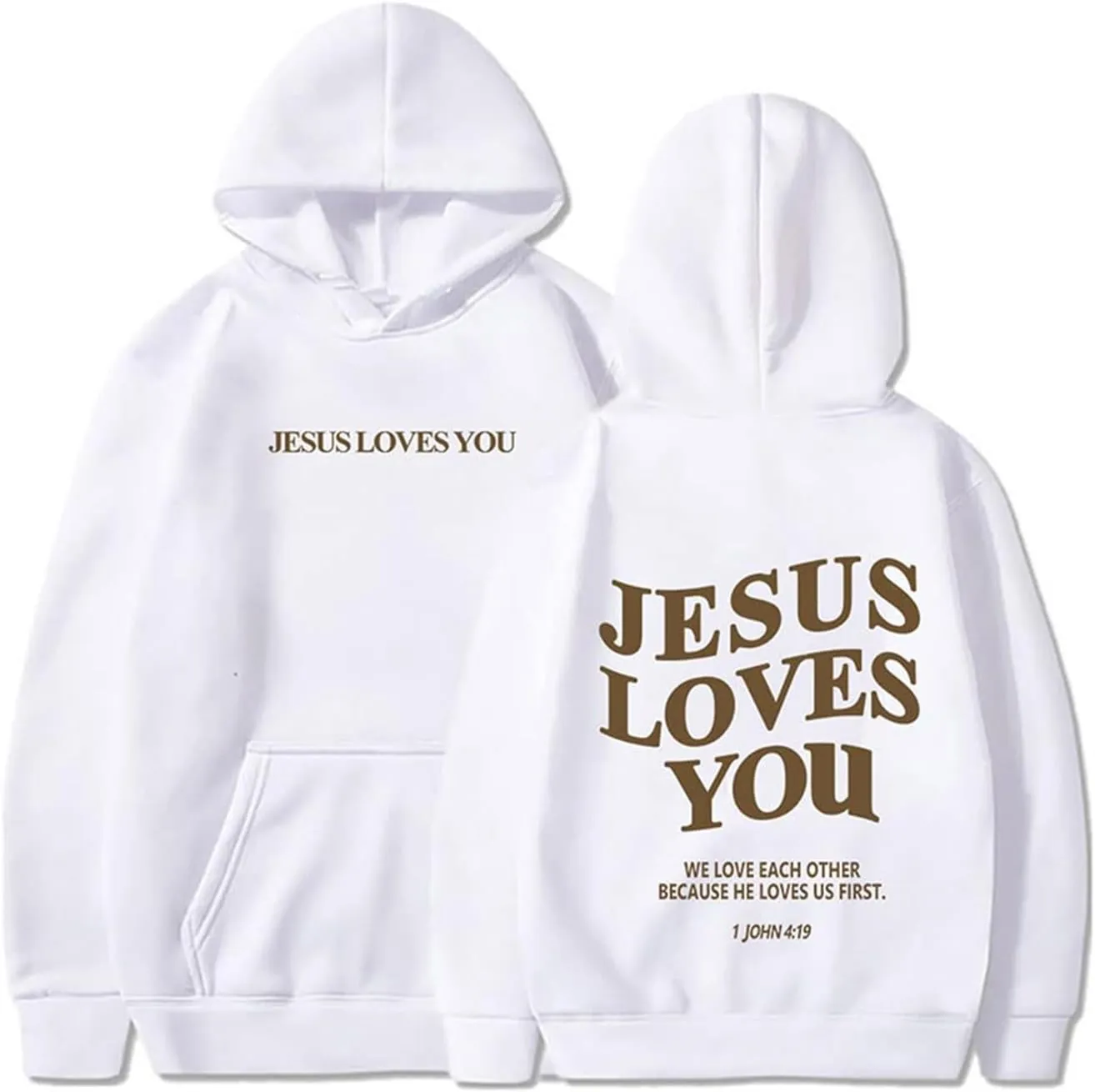 Jesus Loves You Hoodies For Women Oversized Letter Print Hooded Pullover Tops Casual Long Sleeve Sweatshirts Graphic Tunics