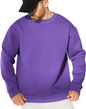 JIHUILAI Men's Crewneck Sweatshirt Plain Sweatshirts Athletic Workout Sweat Shirts Soft Long Sleeve Pullover Shirt