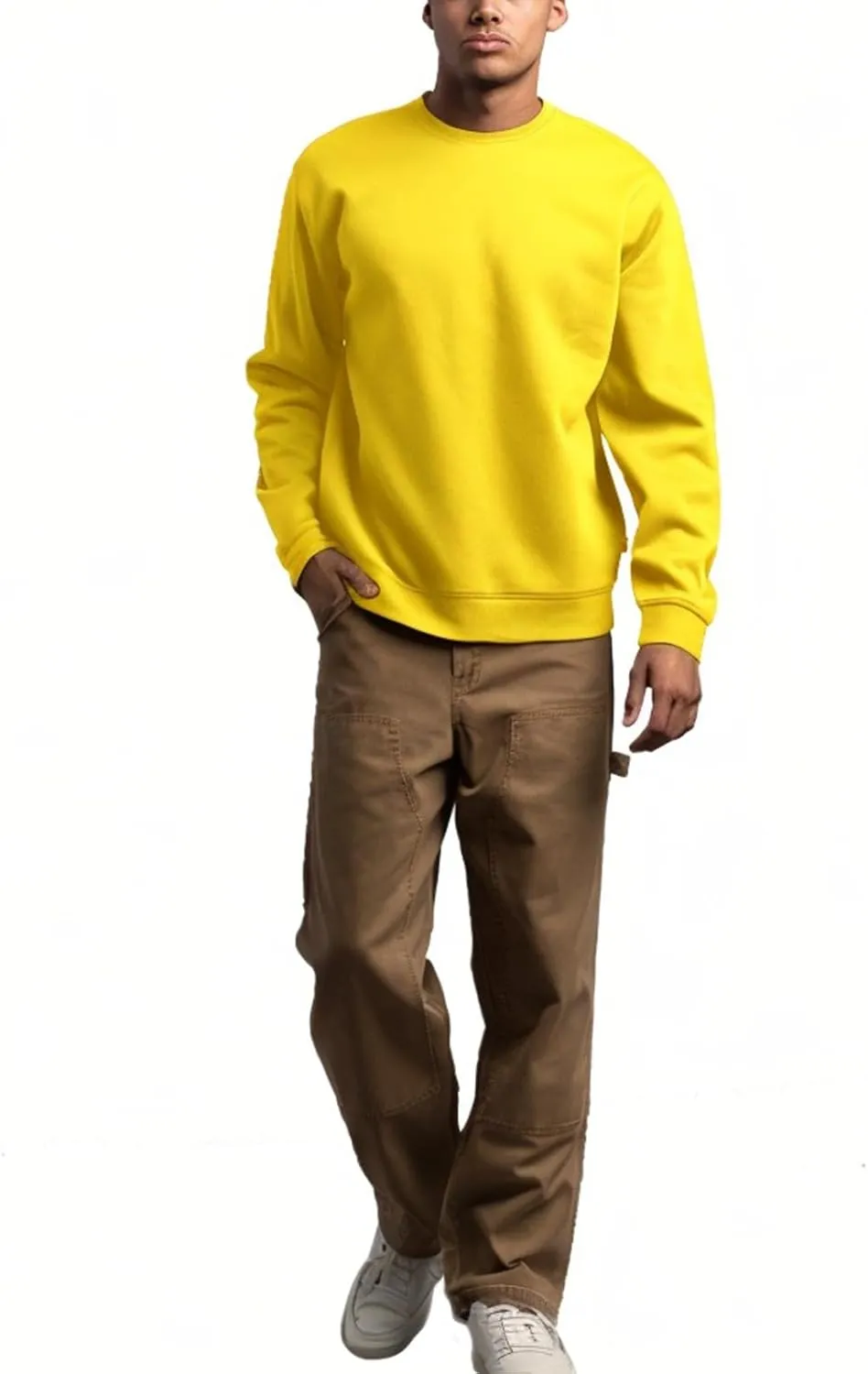 JIHUILAI Men's Crewneck Sweatshirt Plain Sweatshirts Athletic Workout Sweat Shirts Soft Long Sleeve Pullover Shirt