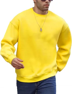 JIHUILAI Men's Crewneck Sweatshirt Plain Sweatshirts Athletic Workout Sweat Shirts Soft Long Sleeve Pullover Shirt