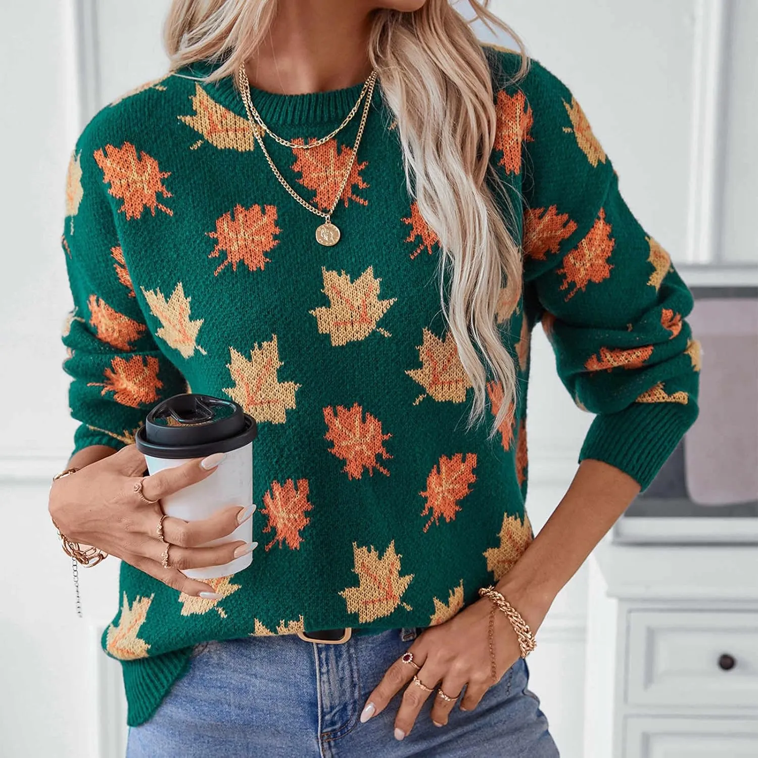 Lastesso Sweaters for Women Cute Chunky Knit Sweater Casual Crewneck Long Sleeve Fall Winter Fashion Vacation Clothes