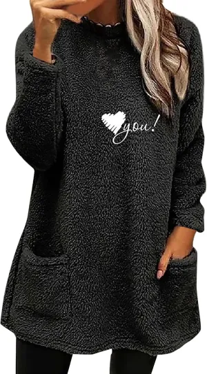 LCMTWX Women's Casual Long Sleeve Crewneck Sweatshirts Plus Size Coat Jacket Casual Plus Size Loose Coat Fall Winter 2023