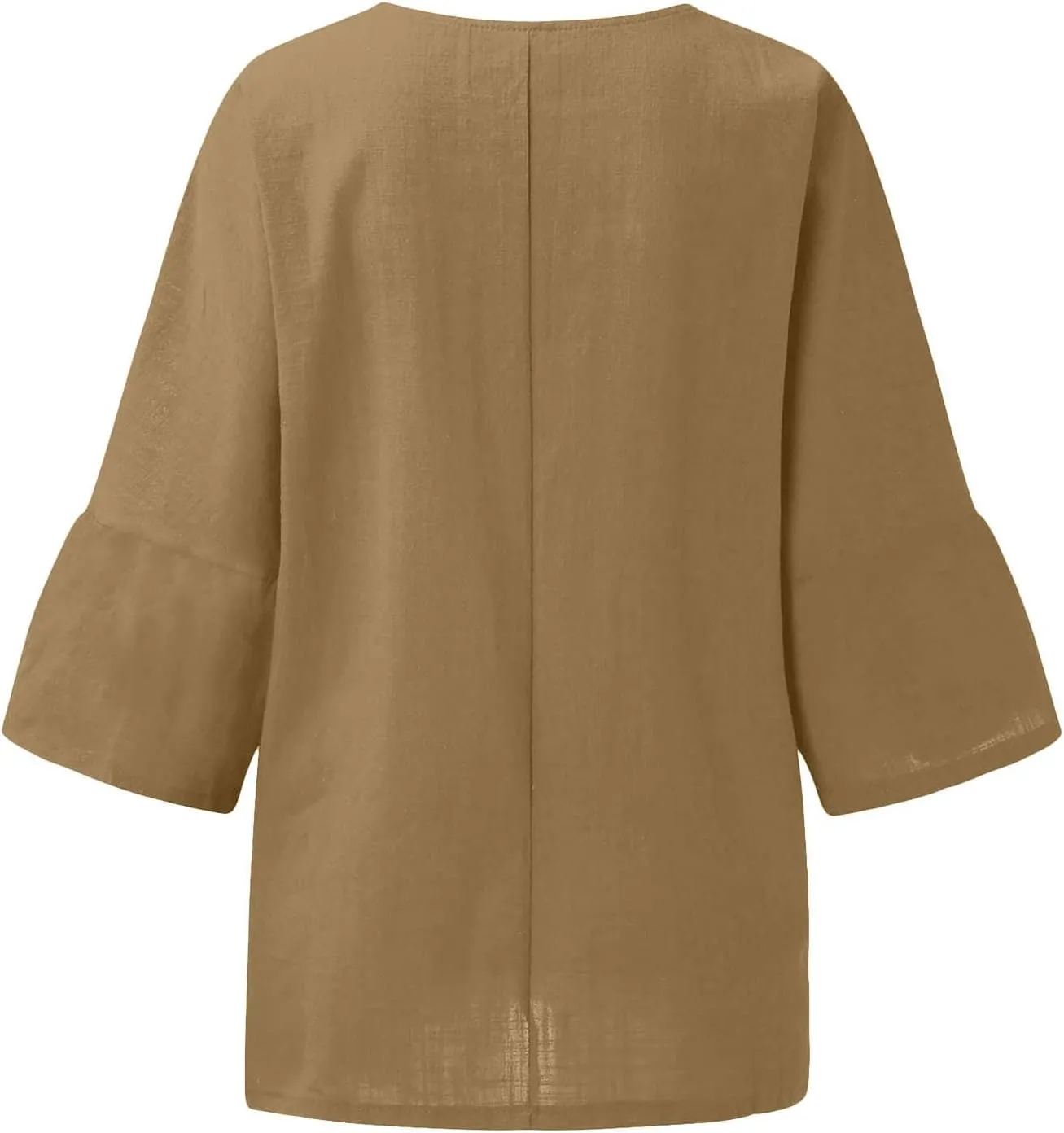 Linen Shirts for Women Plus Size 3/4 Length Sleeve Tops Casual Loose Fit Round Neck Tees 2025 Summer Blouse