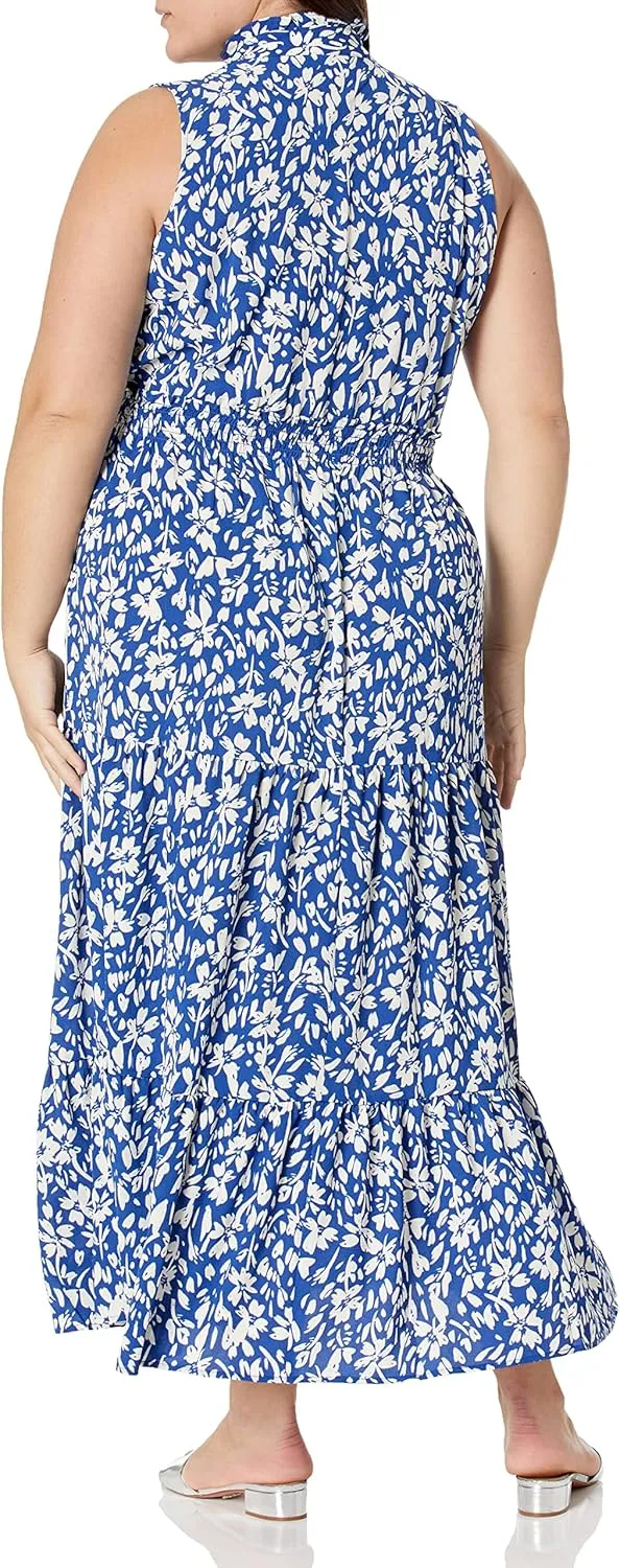 London Times Women's Easy Feminine Versatile Smocked Waist Ruffle Neckline