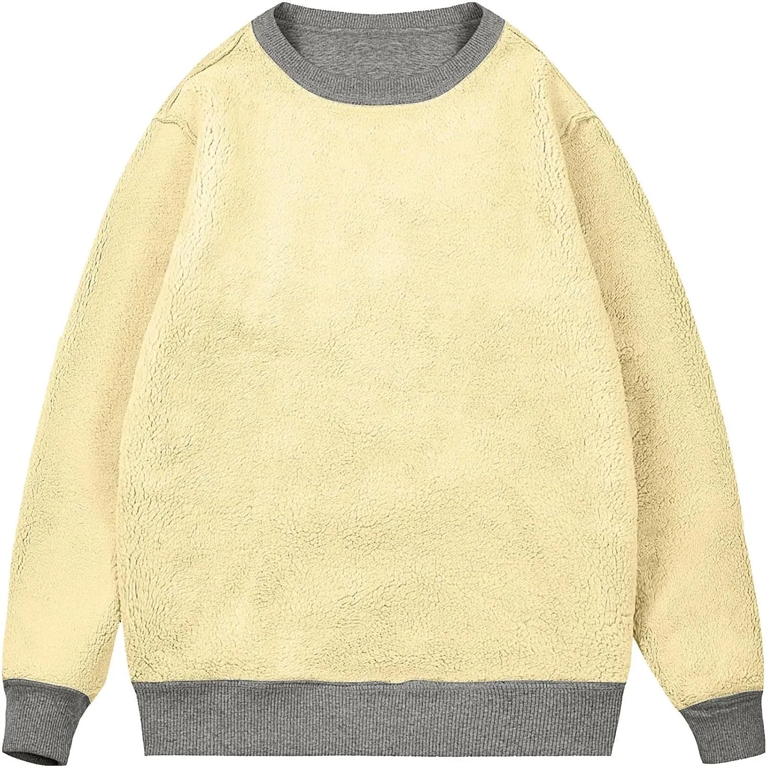Long Sleeve Shirts for Men Fleece Crewneck Plus Size Sweatshirt Plain Sherpa Lined Thermal Pullover Winter Warm Shirt