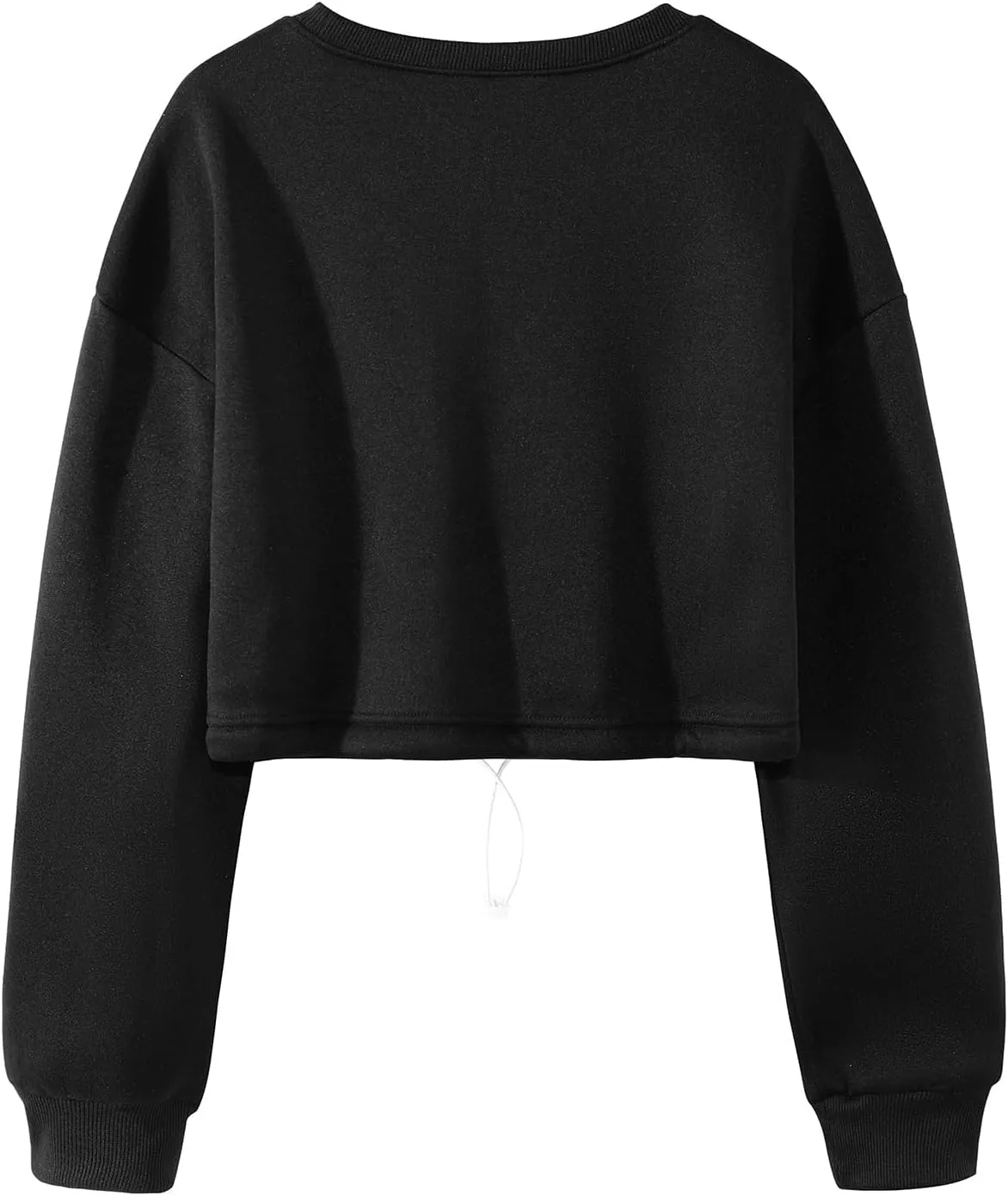 LovelyWholesale Womens Graphic Cropped Sweatshirts Drawstring Long Sleeve Pullover Sweatshirt