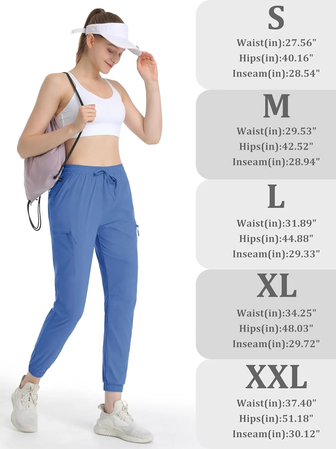 MAGCOMSEN Women's Hiking Cargo Pants Lightweight Quick Dry Water Resistant Jogger Zipper Pockets Outdoor Athletic Casual