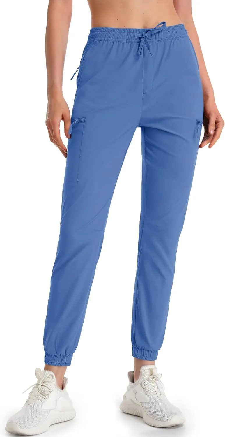 MAGCOMSEN Women's Hiking Cargo Pants Lightweight Quick Dry Water Resistant Jogger Zipper Pockets Outdoor Athletic Casual