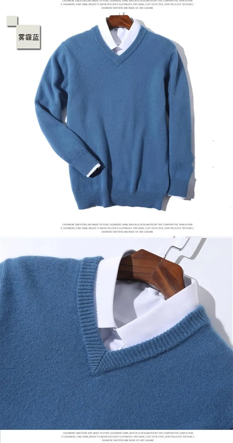 Men Cashmere Sweater Men Pullover Autumn Winter Warm Classic V-Neck Sweaters Male Jumper Jersey Men's Sweater