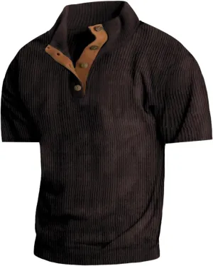 Mens 1/4 Button Sweater Short Sleeve Stand Collar Mens Sweatshirt Thermal Shirt Men's Sweatshirts No Hood, Mens Hoodie