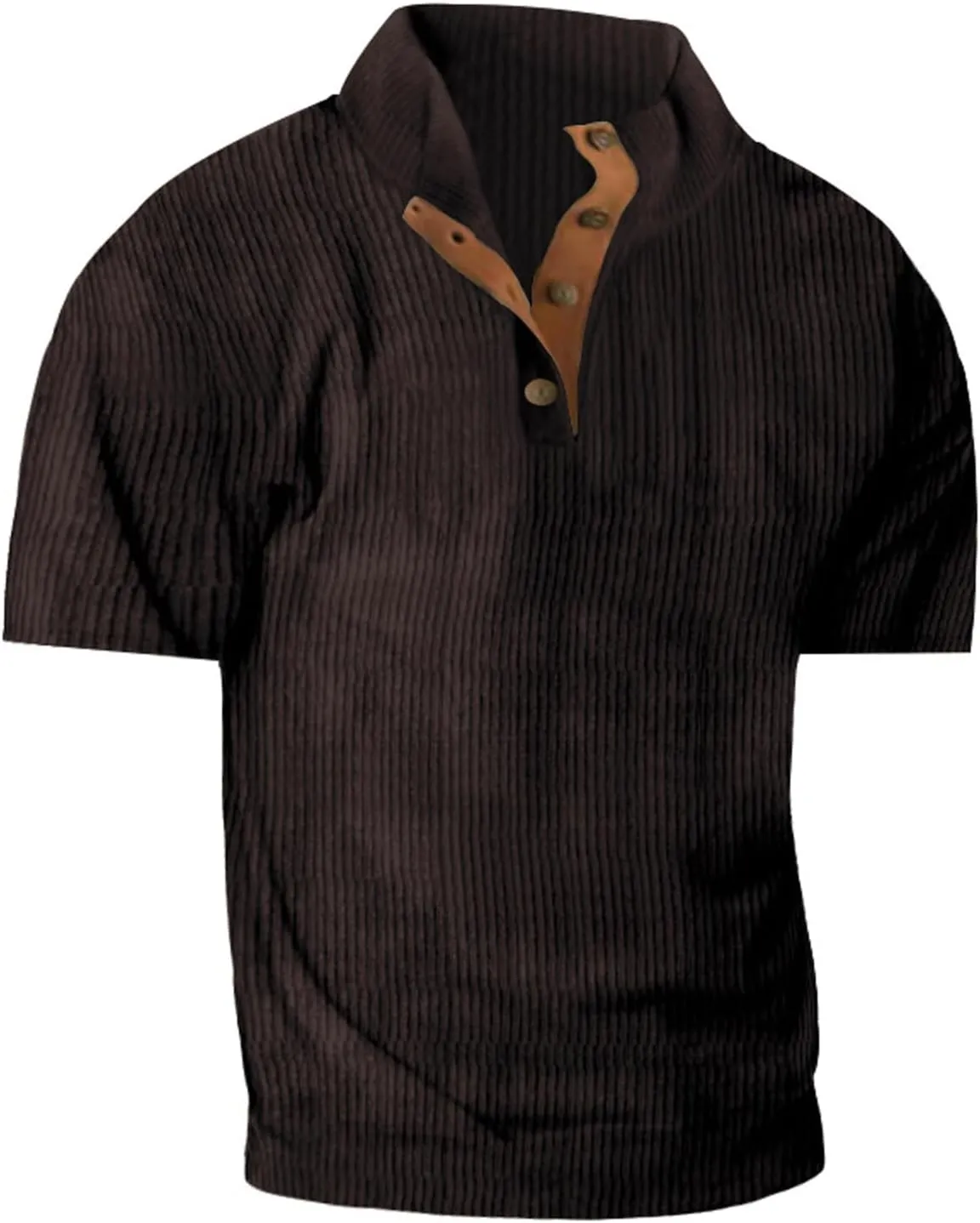 Mens 1/4 Button Sweater Short Sleeve Stand Collar Mens Sweatshirt Thermal Shirt Men's Sweatshirts No Hood, Mens Hoodie