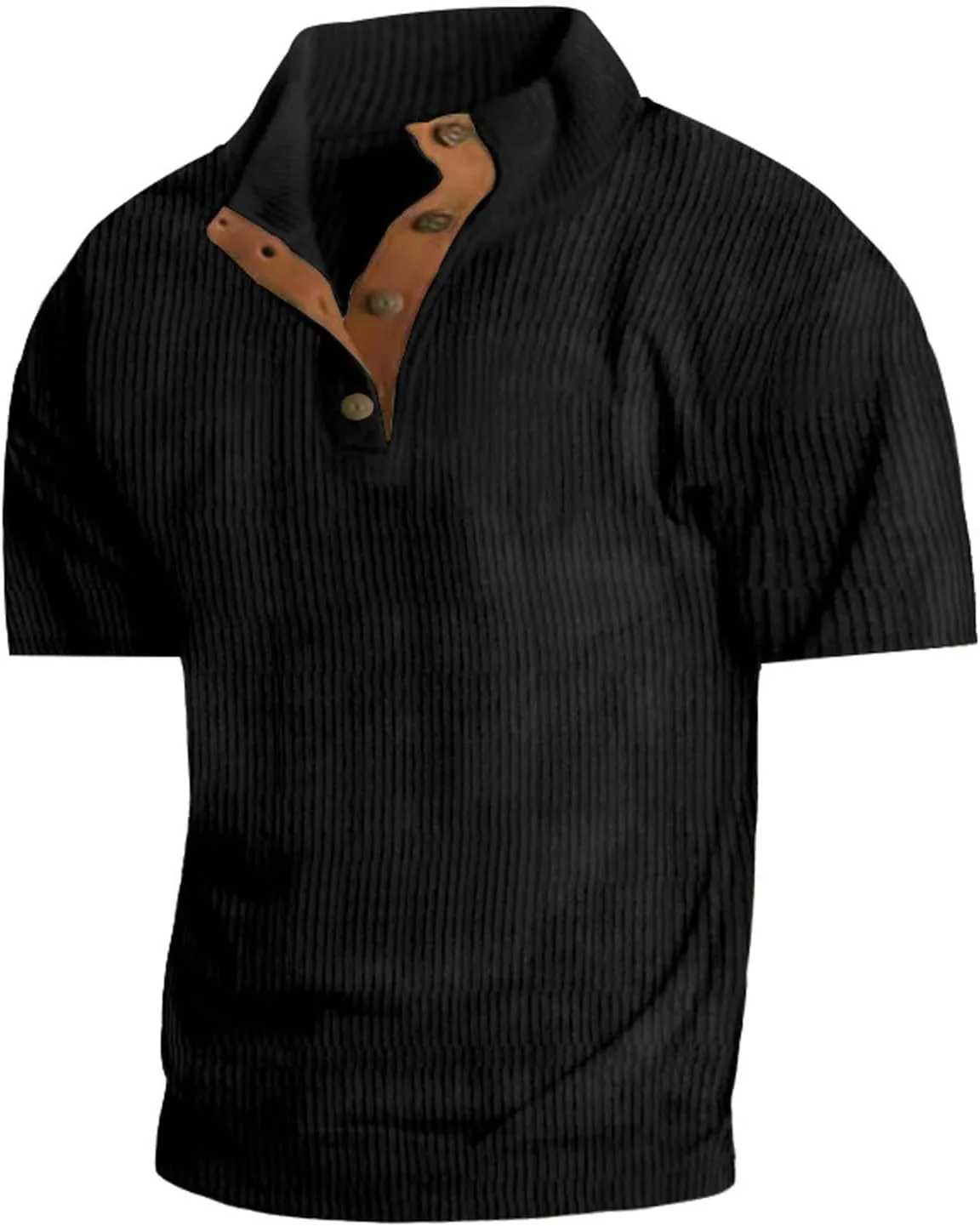 Mens 1/4 Button Sweater Short Sleeve Stand Collar Mens Sweatshirt Thermal Shirt Men's Sweatshirts No Hood, Mens Hoodie