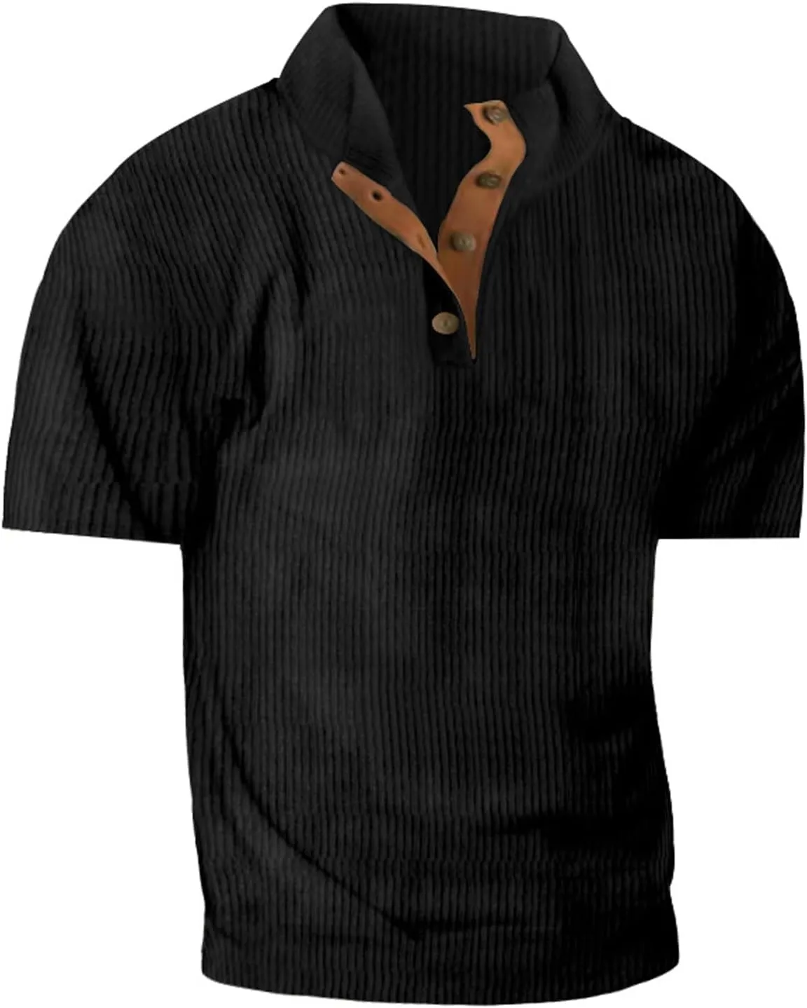 Mens 1/4 Button Sweater Short Sleeve Stand Collar Mens Sweatshirt Thermal Shirt Men's Sweatshirts No Hood, Mens Hoodie