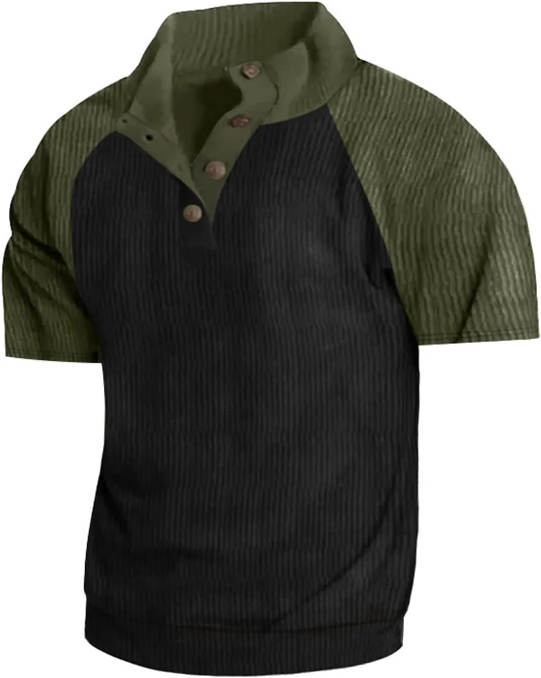 Mens 1/4 Button Sweater Short Sleeve Stand Collar Mens Sweatshirt Thermal Shirt Men's Sweatshirts No Hood, Mens Hoodie