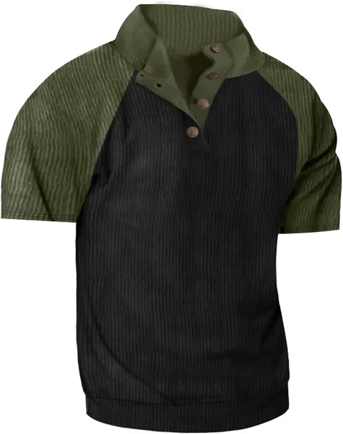 Mens 1/4 Button Sweater Short Sleeve Stand Collar Mens Sweatshirt Thermal Shirt Men's Sweatshirts No Hood, Mens Hoodie