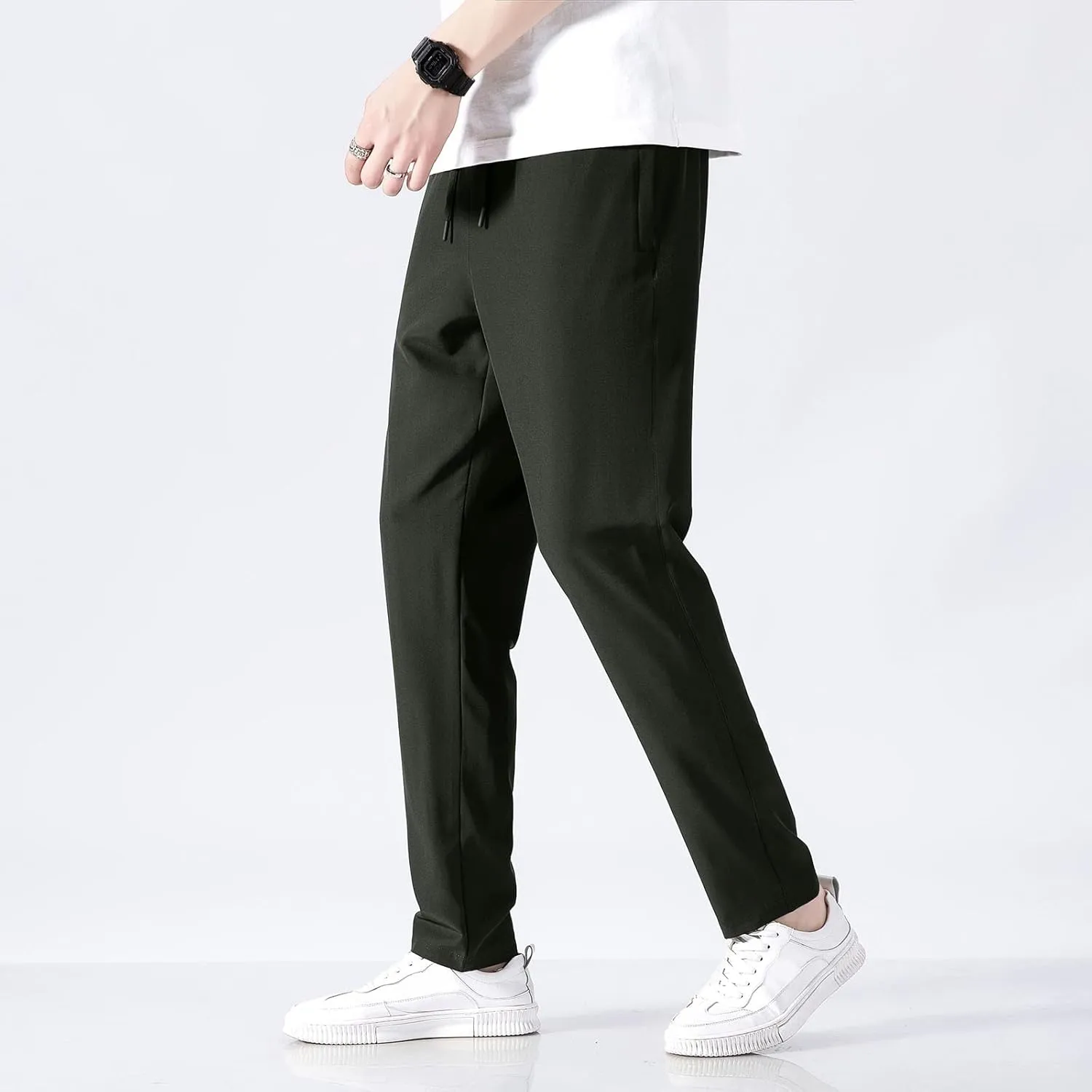 Men's Athletic Pants Thin Lightweight Quick Dry Pants Loose Ice Silk Solid Sports Trousers Straight Leg Cargo Pant